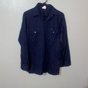 Blue Casual Button Down Shirt with Classic Collar